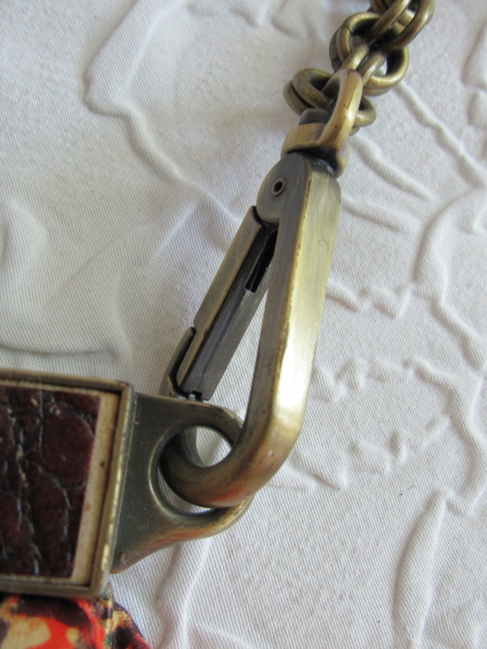 100% Silk Purse Coral Brown Clutch or Bag Brass Abstract 13x7 Vtg Nine West - Picture 2 of 13
